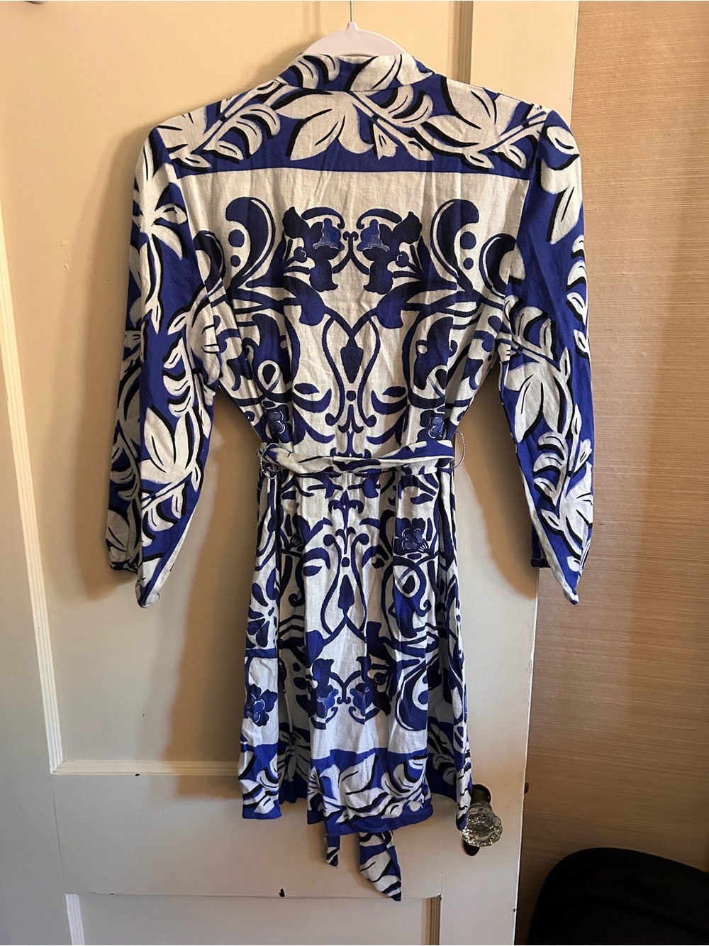 Zara Blue & White Floral Wrap Mini Dress - Picture 4 of 4